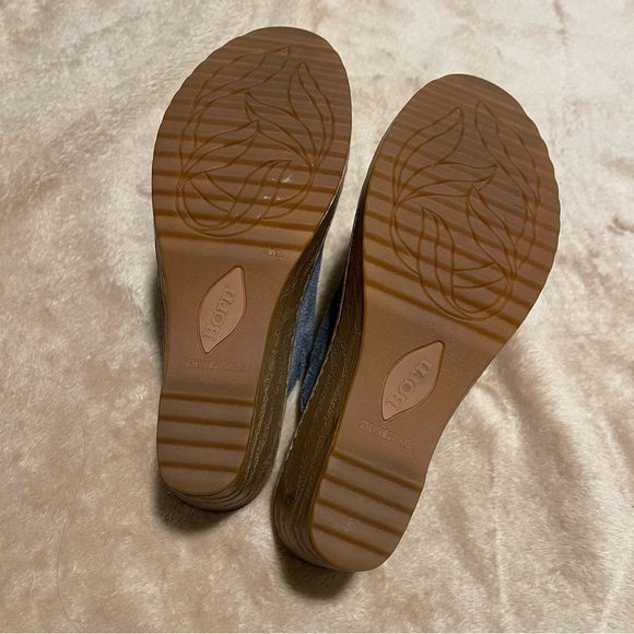 Born | Distressed Blue Suede “Natalie” Leather Platform Clogs Mules Comfort |  9 - Picture 5 of 7